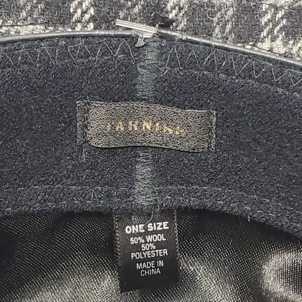 TARNISH BLACK GREY PLAID WOOL BLEND TRIBLY FEDORA HAT WOMEN OS